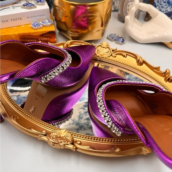 🆕 KURT GEIGER 🧿 NWOT Duke Pointed Toe Embellished Pump Mule - Size 6 - Picture 9 of 16